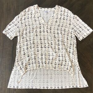 MaxMara Cream and Black Anchor Print Top